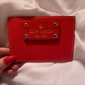 KATE SPADE ♠️ RED leather card holder, EUC